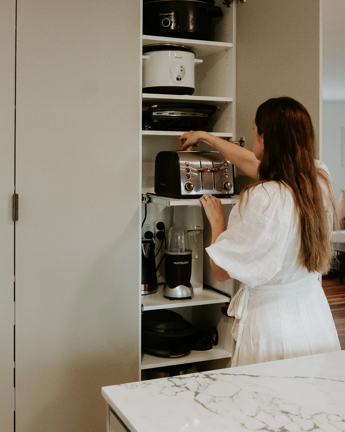 Clutter Free Mornings Start Here 🙏

No time for clutter? Neither do we.

This smart appliance cupboard keeps your kitchen looking calm and clear - with power point's inside so your kettle, toaster or coffee machine are always ready to go (and always out of sight)

Because cluttered spaces create cluttered minds, and when your benchspace is clear, your headspace can be too 🩷

Tailored for time-poor professionals who want smart solutions and beautiful spaces.

Would this help simplify your daily routine?

#kitchendesign #busyprofessionals #functionalinteriors #declutter #designforbusylives #wellbeing #interiordesign #sunshinecoastdesign #smartdesign #detailsmatter